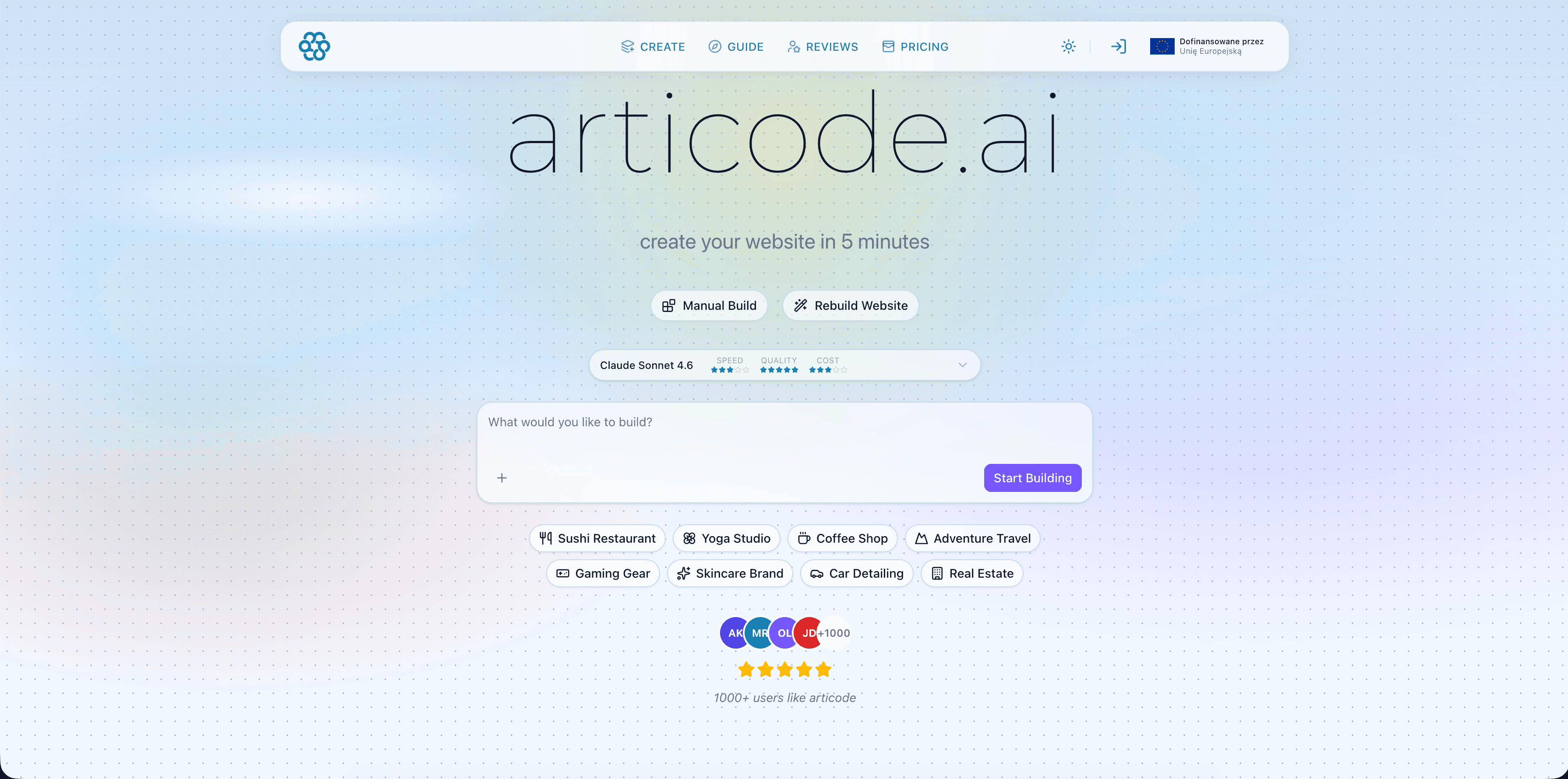 Articode AI website builder and publishing platform
