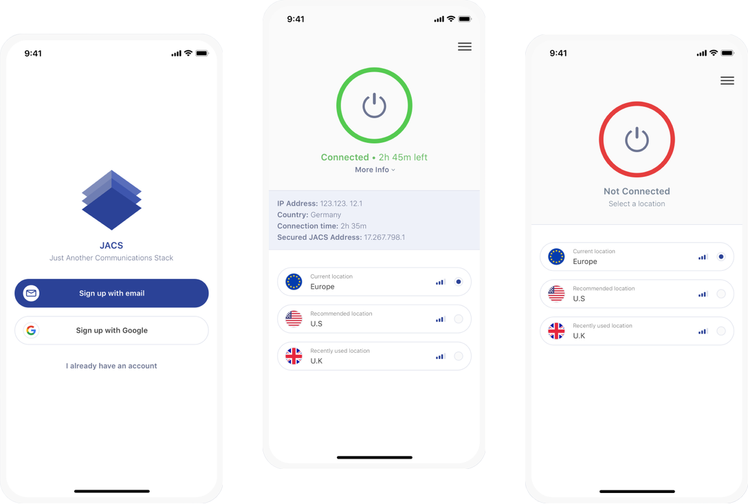 Mobile application for connecting to VPN
